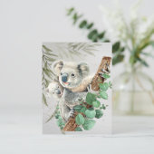 Cute Little Koala Beer Australian Animal Art Briefkaart (Staand voorkant)