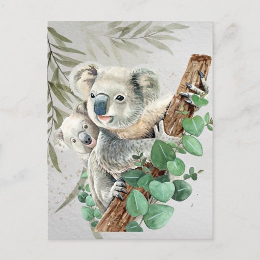 Cute Little Koala Beer Australian Animal Art Briefkaart (Voorkant)