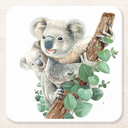Cute Little Koala Beer Australian Animal Art Kartonnen Onderzetters (Voorkant)