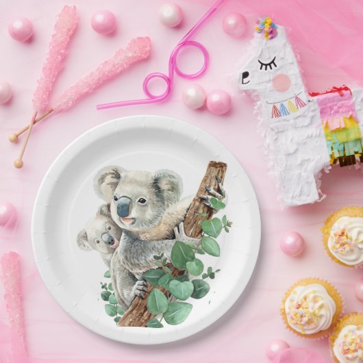 Cute Little Koala Beer Australian Animal Art Papieren Bordje (Feest)