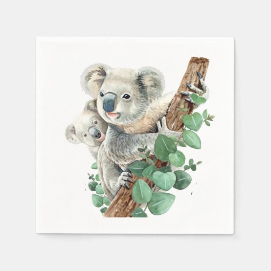Cute Little Koala Beer Australian Animal Art Servet (Voorkant)