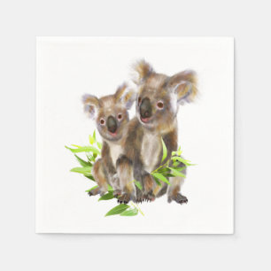 Cute Little Koala Beer Australian Animal Art Servetten
