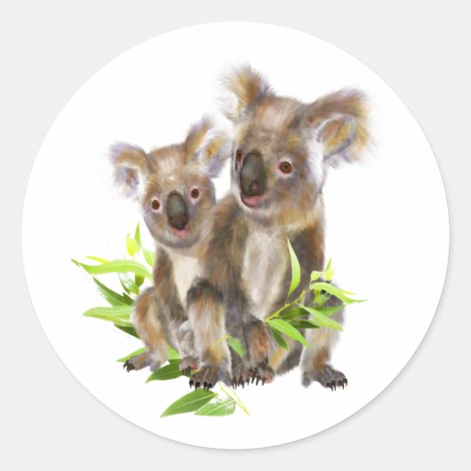 Cute Little Koala Beer Australian Animal Ronde Sticker (Voorkant)