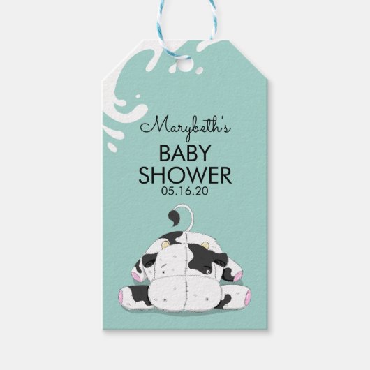 Cute Little Koe Baby shower Cadeft Labels Cadeaulabel (Voorkant)