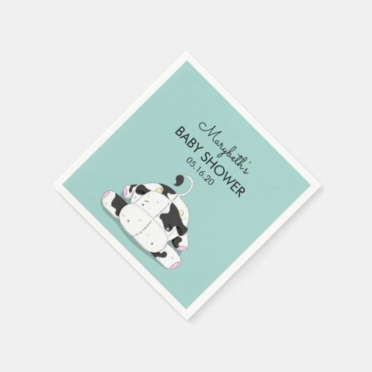 Cute Little Koe Baby shower Paper Napkins Servet (Hoek)