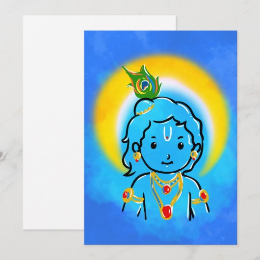Cute Little Krishna Art Wall Poster Kaart (Voorkant / Achterkant)