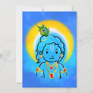 Cute Little Krishna Art Wall Poster Kaart