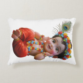 Cute Little Krishna Traditional Indian Art Poster Accent Kussen