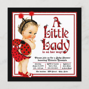 Cute Little Lady Red Ladybug Baby shower Kaart