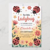 Cute Little Ladybug Girl Birthday Party Kaart (Voorkant)