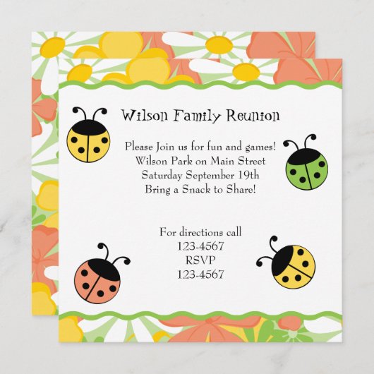 Cute Little Ladybugs Kaart (Voorkant / Achterkant)