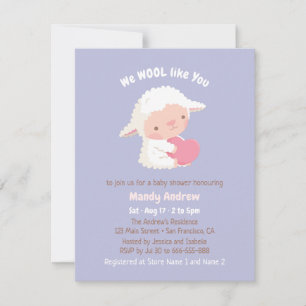 Cute Little Lamb Hugging Heart Baby shower Kaart