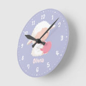 Cute Little Lamb Hugging Heart Kinder Room Decor Ronde Klok (Hoek)