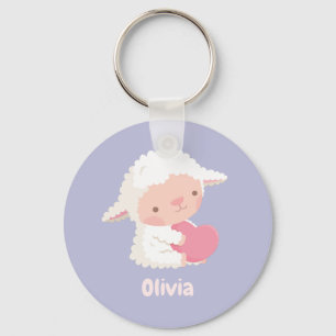 Cute Little Lamb Hugging Heart Kinder Sleutelhanger