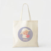Cute Little Lamb Hugging Heart Name canvas tas (Voorkant)