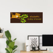 Cute Little Leopard Baby shower Banner Poster (Thuiskantoor)