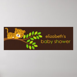 Cute Little Leopard Baby shower Banner Poster