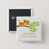 Cute Little Leopard Baby shower Button (Voorkant /achterkant)