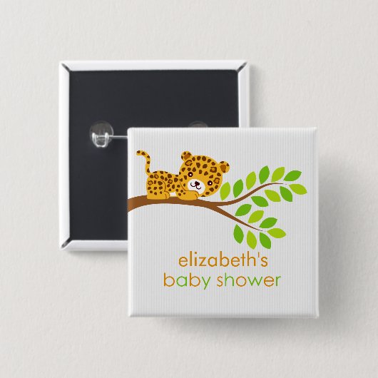 Cute Little Leopard Baby shower Button (Voorkant /achterkant)