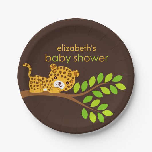 Cute Little Leopard Baby shower Paper Bord (Voorkant)