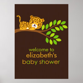 Cute Little Leopard Baby shower Poster