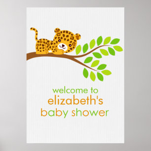 Cute Little Leopard Baby shower Poster