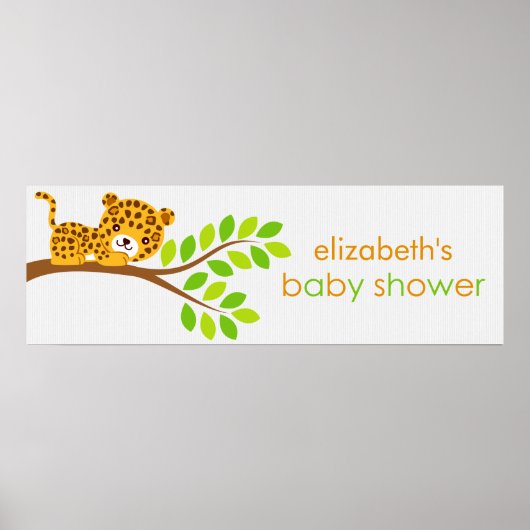 Cute Little Leopard Girl Baby shower Banner Poster (Voorkant)