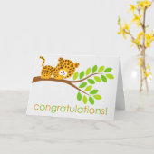 Cute Little Leopard Wenskaart Kaart (Gele Bloem)