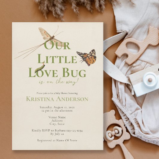 Cute Little Love Bug Baby shower Invitation Kaart