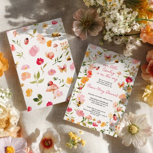 Cute Little Lovebug Spring Garden Baby Shower Kaart