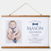 Cute Little Man | Boy Photo Birth Announcement Hangend Wandkleed (Voorkant)