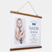 Cute Little Man | Boy Photo Birth Announcement Hangend Wandkleed (Gebogen)