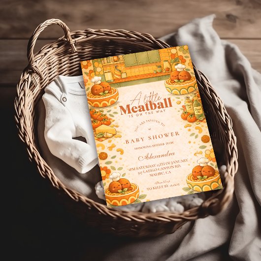 Cute Little Meatball Baby Shower Kaart