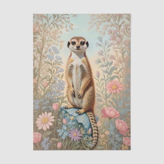 Cute Little Meerkat Pastel Floral Tissuepapier (Voorkant)