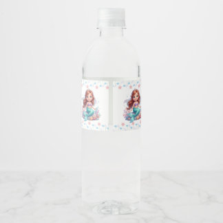 Cute Little Mermaid Baby Shower Waterfles Etiket