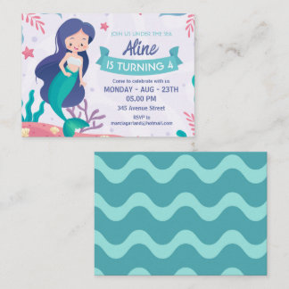 Cute Little Mermaid Birthday Party Informatiekaartje