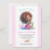 Cute Little Mermaid Birthday Party Invitation Kaart (Voorkant)