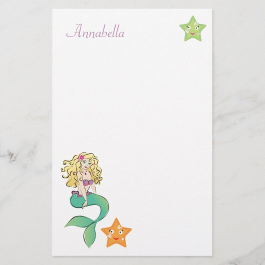 Cute Little Mermaid Briefpapier (Voorkant)