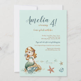 Cute Little Mermaid Invitation Kaart