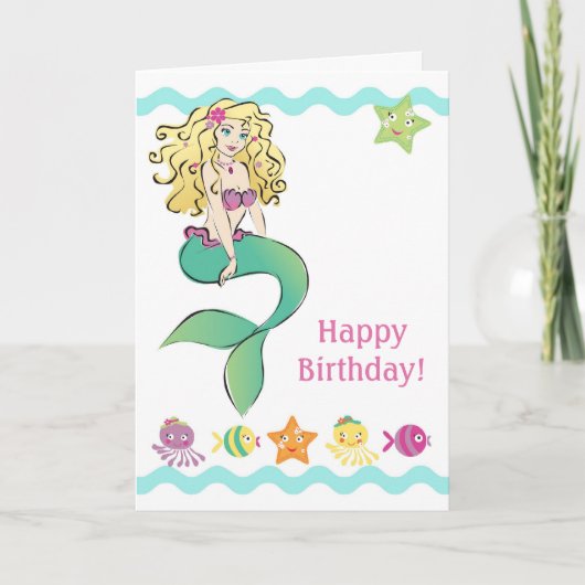 Cute Little Mermaid Kaart (Voorkant)