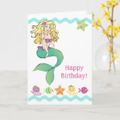 Cute Little Mermaid Kaart (Gele Bloem)