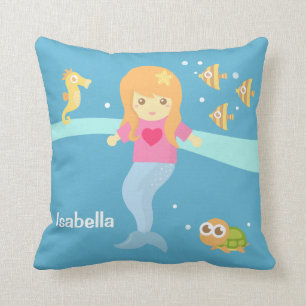 Cute Little Mermaid Zeewezens Meisjeskamer Kussen