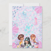 Cute Little Mermaids Under The Sea Birthday Party Kaart (Achterkant)