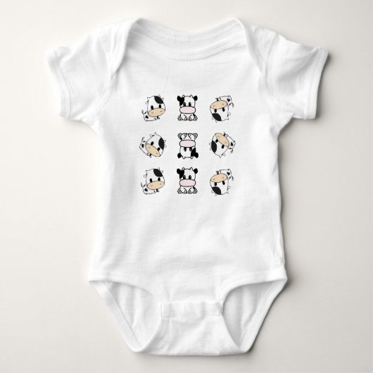 Cute Little Mini Chibi Cow Baby Jersey Bodysuit (Voorkant)