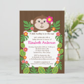Cute Little Monkey Baby shower Invitation Kaart (Staand voorkant)