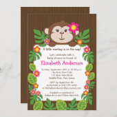 Cute Little Monkey Baby shower Invitation Kaart (Voorkant / Achterkant)