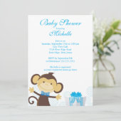 Cute Little Monkey Baby shower Invitation Kaart (Staand voorkant)