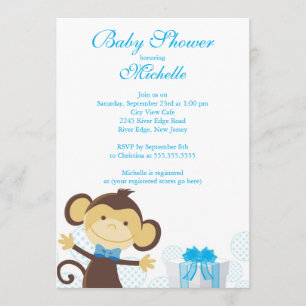 Cute Little Monkey Baby shower Invitation Kaart