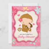 Cute Little Monkey Baby shower Kaart (Voorkant)