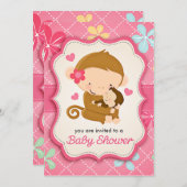 Cute Little Monkey Baby shower Kaart (Voorkant / Achterkant)